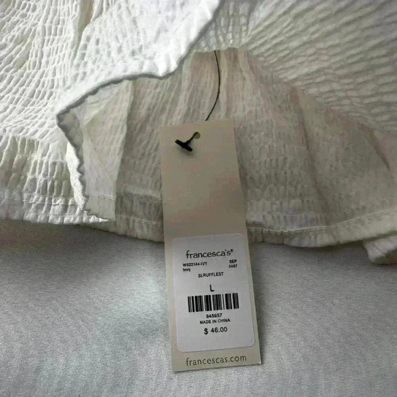 NWT! - Anisa Peplum Bow Back Blouse White (Size Large) - Picture 6 of 11